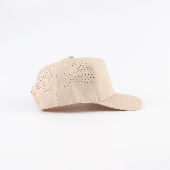 Blank 5 Panel Performance Structured Hats- 12 pack in Color Beige - Picture 5 of 7